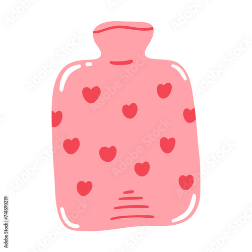Hand drawn cute heating pad. Concept of health care, medicine item, menstrual period