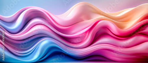 Fluid Abstract Design, Colorful Liquid Shapes in Motion, Futuristic Gradient Illustration, Bright Neon Wave Background