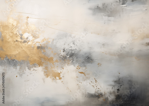 Gilded Dreams Abstract Artwork in White and Gold © Lucas