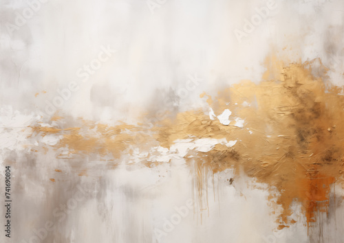 Elegant White and Gold Abstract Oil Painting © Lucas