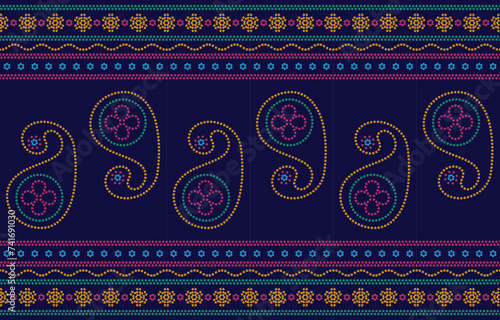 Ethnic Pattern. Ethnic India Bhandhani seamless pattern for embroidery, textile decoration and tile design.