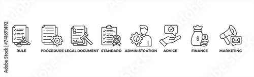 Guideline banner web icon vector illustration concept with icon of rule, procedure, legal document, standard, administration, advice, finance, marketing