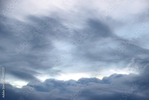 dark blue storm cloudy with white light sky background and city light twilight night evening time