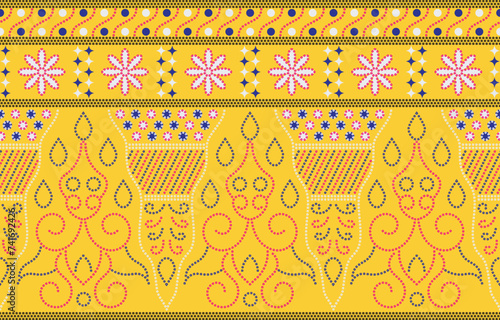 Ethnic Pattern. Ethnic India Bhandhani seamless pattern for embroidery, textile decoration and tile design.