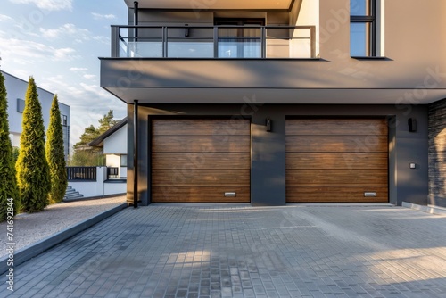 Modern garage with sectional doors