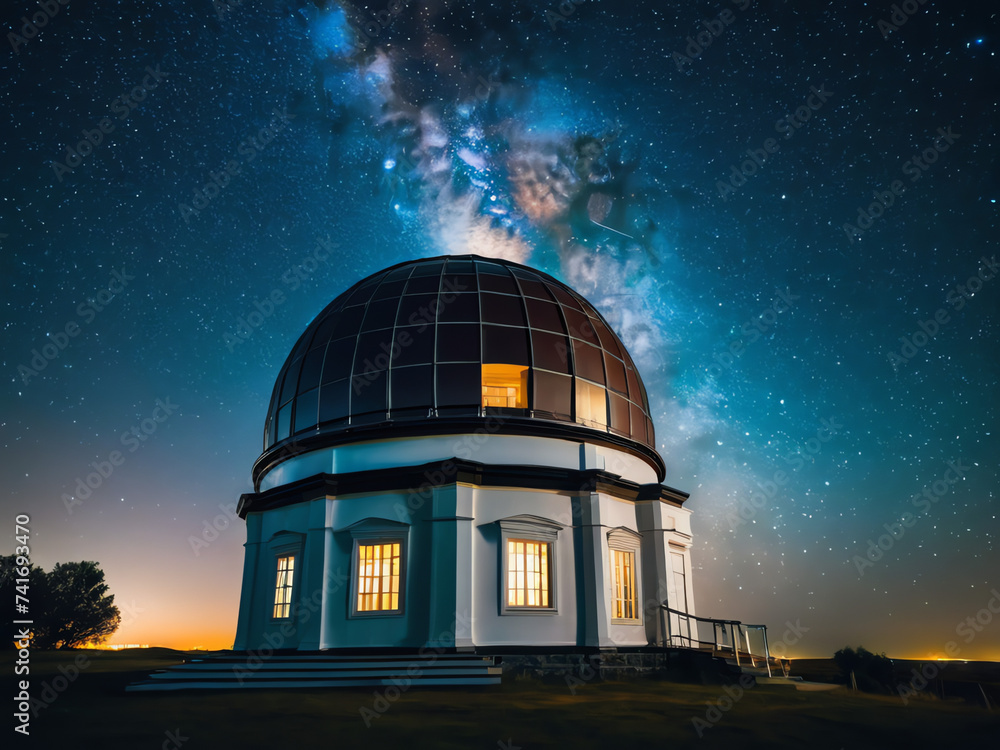 Astronomical Observatory under the stars.Milky way at night Astronomical Observatory under the stars.Milky way at night