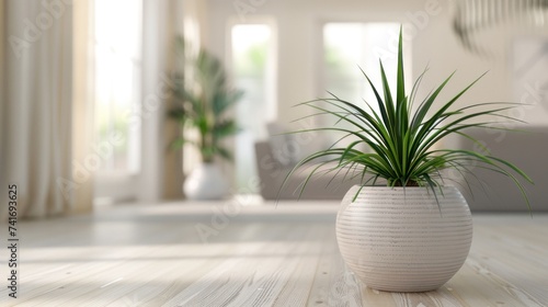 photograph of Plant in a pot on blurred living room © chutikan