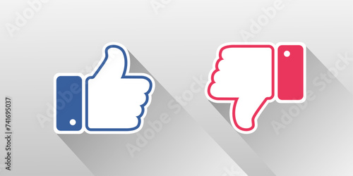 Vector thumb up and thumb down icon that shows the feeling of likes or dislikes on facebook