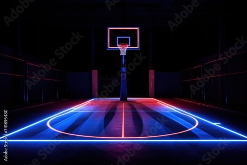 basketball court with neon light.