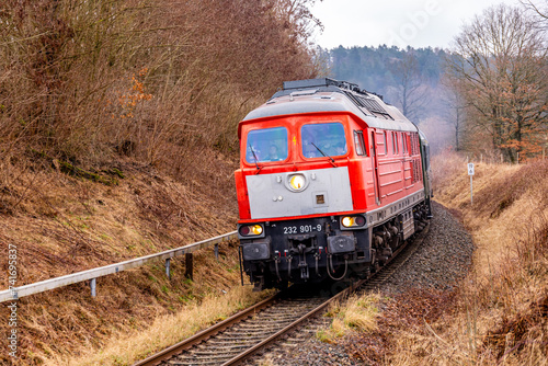 Quadro su tela Der Sonderzug Winterblitz kurz vor der Einfahrt nach Schmalkalden - Thüringen