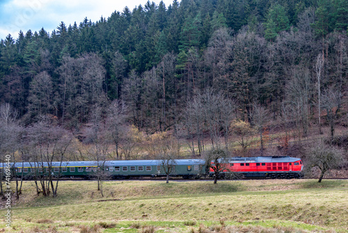 Quadro su tela Der Sonderzug Winterblitz kurz vor der Einfahrt nach Schmalkalden - Thüringen