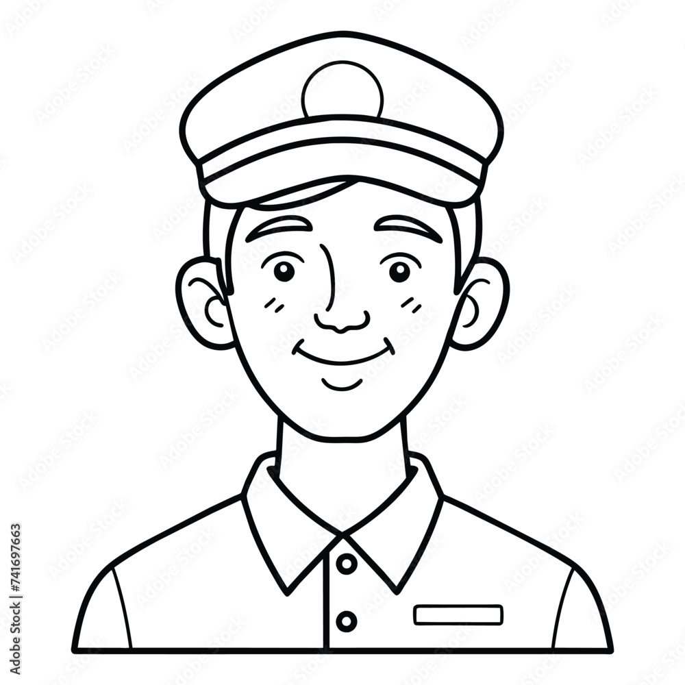 A smiling postman Continuous line art drawing