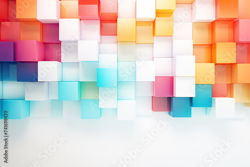 Abstract horizontal background with colored cubes. Abstract image. Generated by artificial intelligence