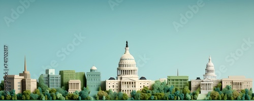 Miniature model of Washington DC skyline in United States D rendering. Concept 3D Modeling, Miniature Model, Washington DC, Skyline, United States photo