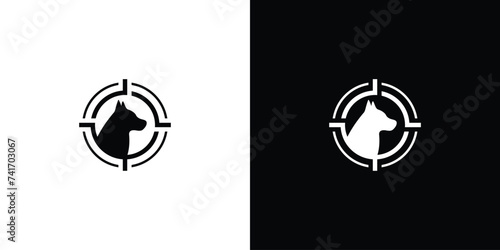 Creative Dog Target Logo. Bloodhound, Sniffer Dog with Minimalist Style. Pet Logo Icon Symbol Vector Design Template.