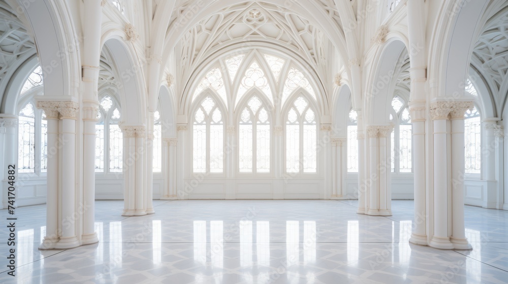 ornate white gothic chapel interior