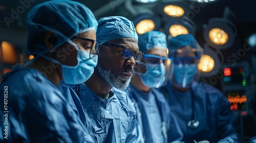 Diverse multiethnic surgeons with face masks and protective clothing during operation, sedating patient. Medicine, health and healthcare services during covid 19 coronavirus pandemic