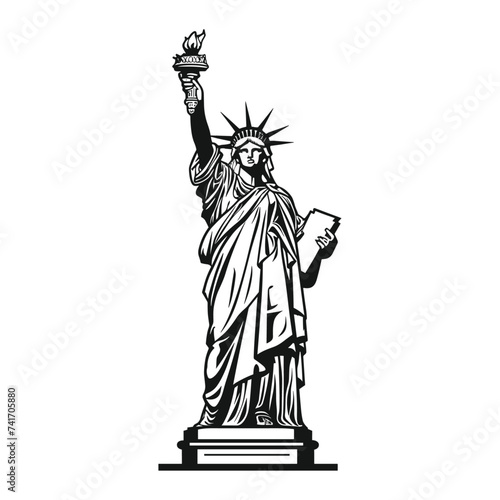 statue of Liberty vector illustration, generative ai, on a white background. © Ismot
