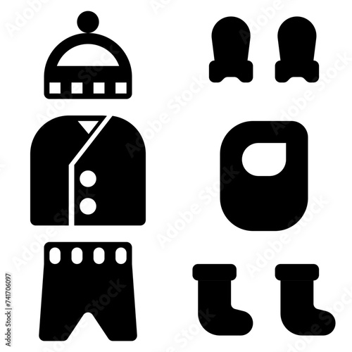 newborn baby set / cloth glyph style icons