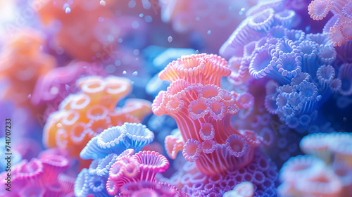 Quantum computing visualized as a vibrant coral reef ecosystem technology meets nature photo