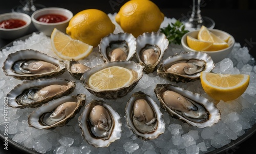 Savor the Luxury: Platter of Shucked Oysters, Chilled and Citrus-Infused