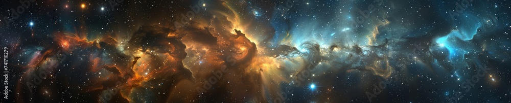 Banner: Stunning cosmic nebula showcasing the beauty of outer space - obrazy, fototapety, plakaty 