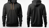 Black pullover hoodie front and back