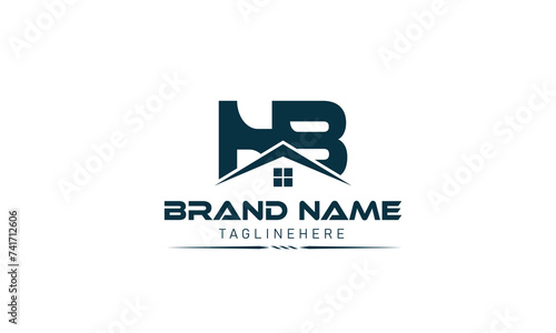 BH, HB, H, B Creative HB house building logo. Real estate hexagon simple design template