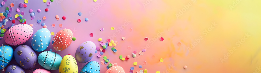 Colorfully Painted Eggs on a Colorful Background