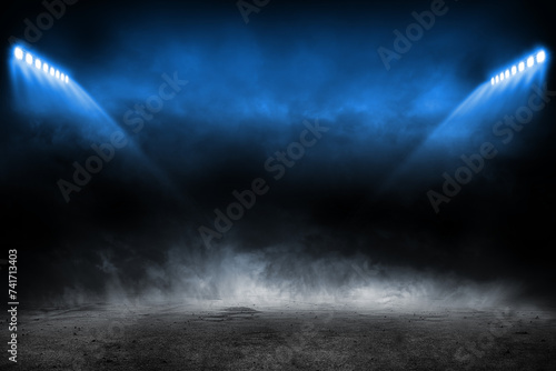 Dirt ground sport background with stadium spotlights 
