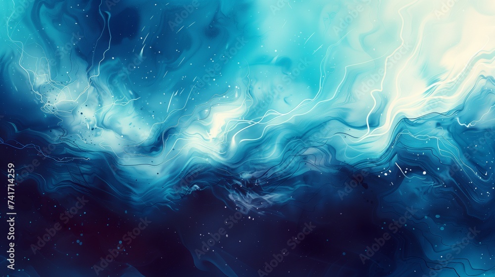 Cosmic Ocean Waves: Abstract Background in Blue Tones - obrazy, fototapety, plakaty 