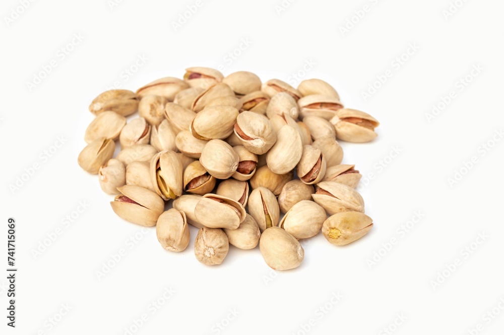 Closeup of Pistachio Nut Isolated on White Background with Copy Space, Healthy Eating Dried Fruit