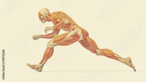 Vintage illustration of human muscular system