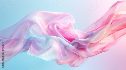Pink, White, and Blue Fabric Billowing in the Wind. Bright Light. Background.