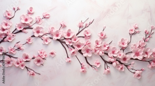 Delicate and elegant pink cherry blossom branch