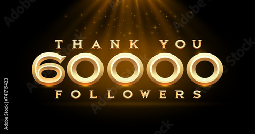 Thank you followers peoples, 60k online social group, happy banner celebrate, Vector illustration photo