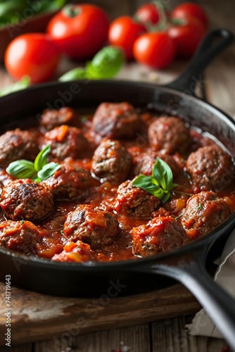 delicious meatball in bolognese sauce