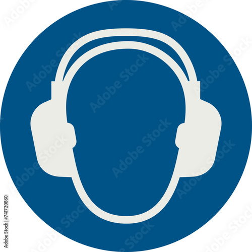 OBLIGATION SIGN PICTOGRAM, WEAR EAR PROTECTION ISO 7010 – M003, SVG