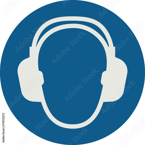 OBLIGATION SIGN PICTOGRAM, WEAR EAR PROTECTION ISO 7010 – M003, VECTOR photo