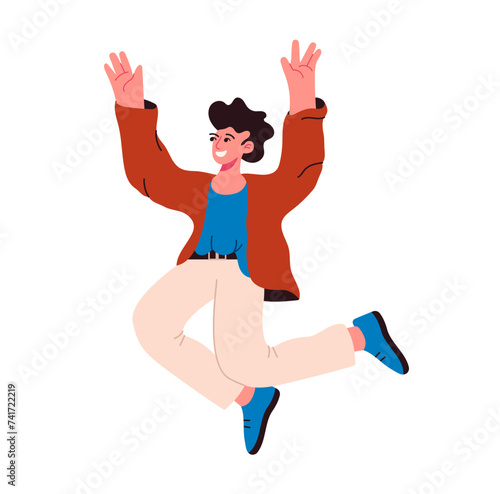 Happy people vector illustration. Winners maintain merry and joyful disposition, spreading happiness around Funny and carefree, happy people know how to celebrate and enjoy life A cheerful character