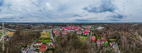 Nowoczesne osiedle mieszkaniowe w Wodzisławiu Śląskim na Śląsku w Polsce. Panorama z lotu ptaka photo