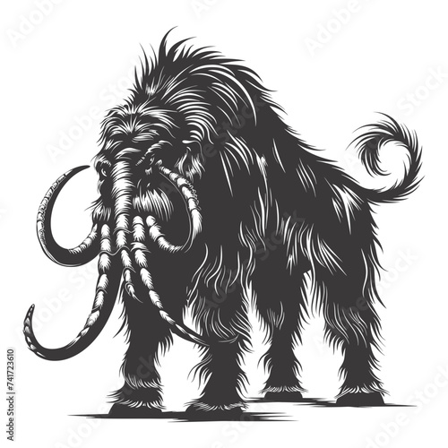 silhouette mammoth the ancient mythical prehistoric creatures black color only
