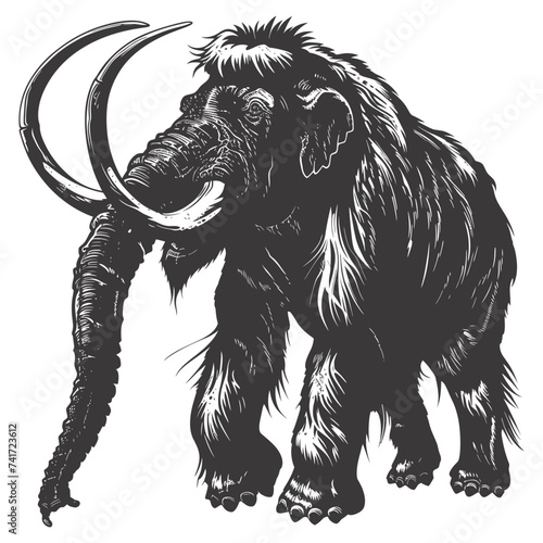 silhouette mammoth the ancient mythical prehistoric creatures black color only