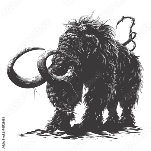 silhouette mammoth the ancient mythical prehistoric creatures black color only