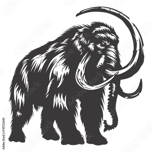 silhouette mammoth the ancient mythical prehistoric creatures black color only