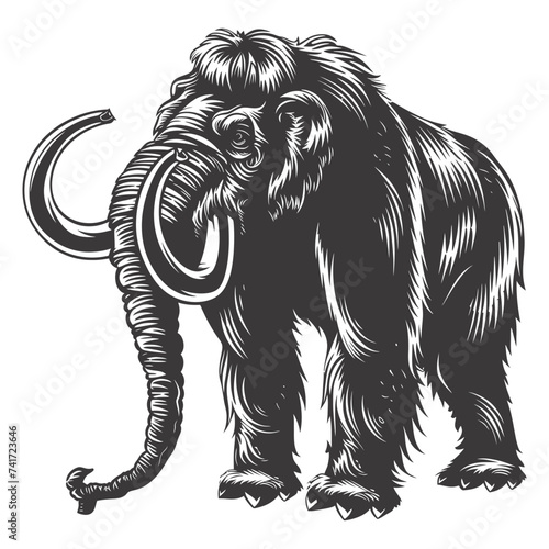 silhouette mammoth the ancient mythical prehistoric creatures black color only
