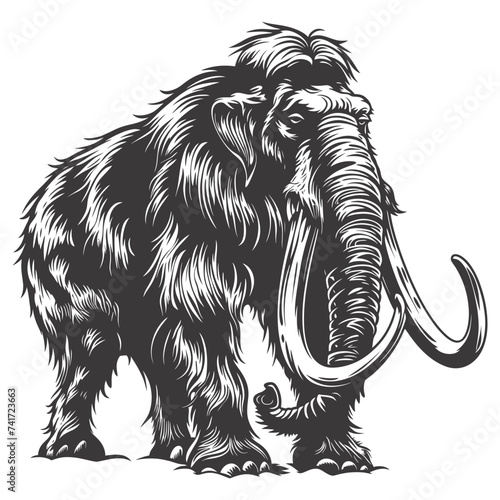 silhouette mammoth the ancient mythical prehistoric creatures black color only