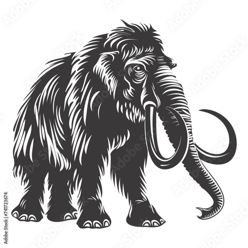 silhouette mammoth the ancient mythical prehistoric creatures black color only