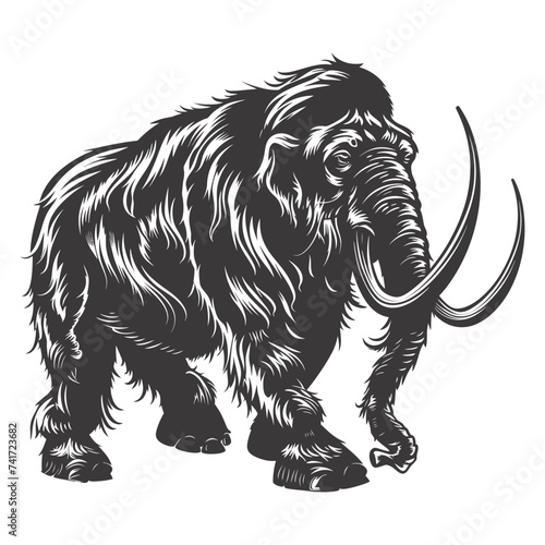 silhouette mammoth the ancient mythical prehistoric creatures black color only