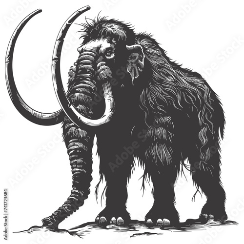 silhouette mammoth the ancient mythical prehistoric creatures black color only
